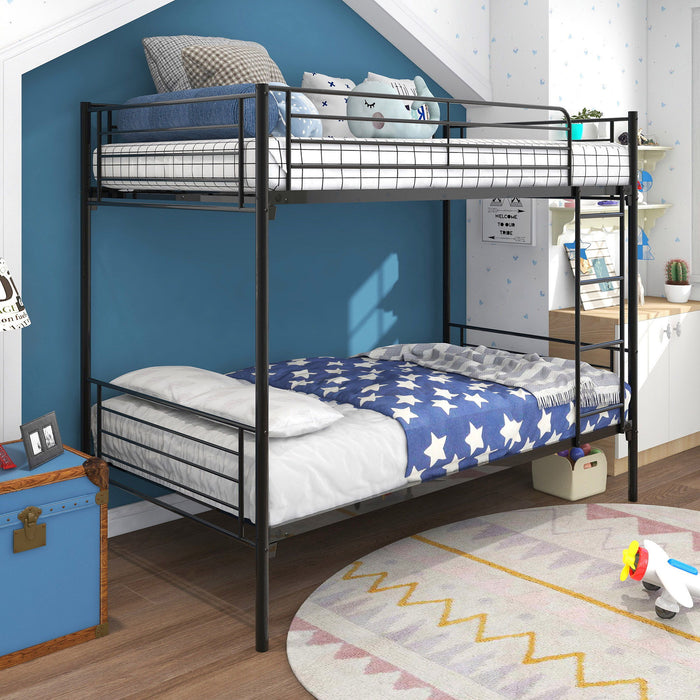 Space Saving Bunk Bed With Metal Frame And Ladder