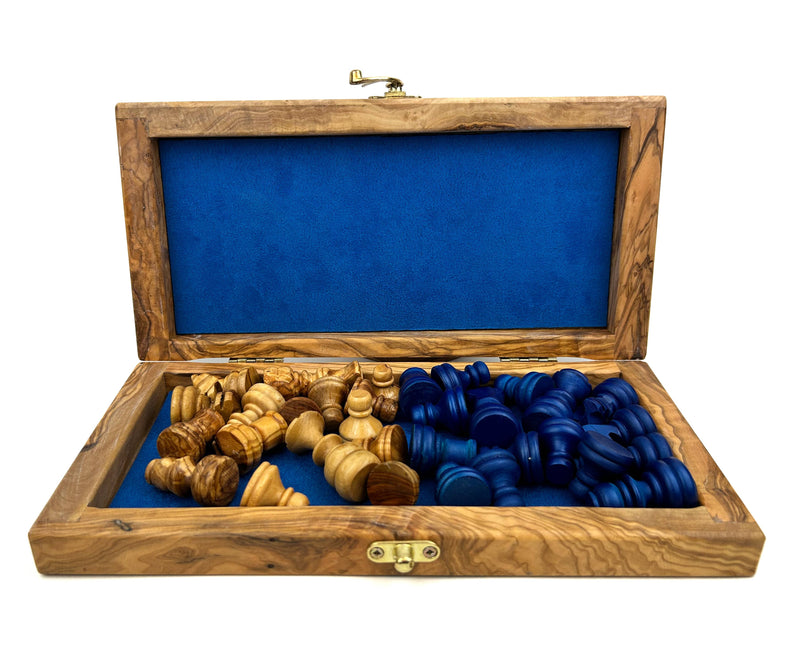 Olive Wood and Resin Folding Chess Set