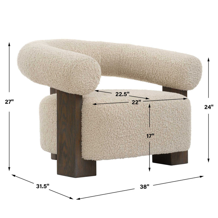 Lennox - Shearling Accent Chair - Beige / Brown