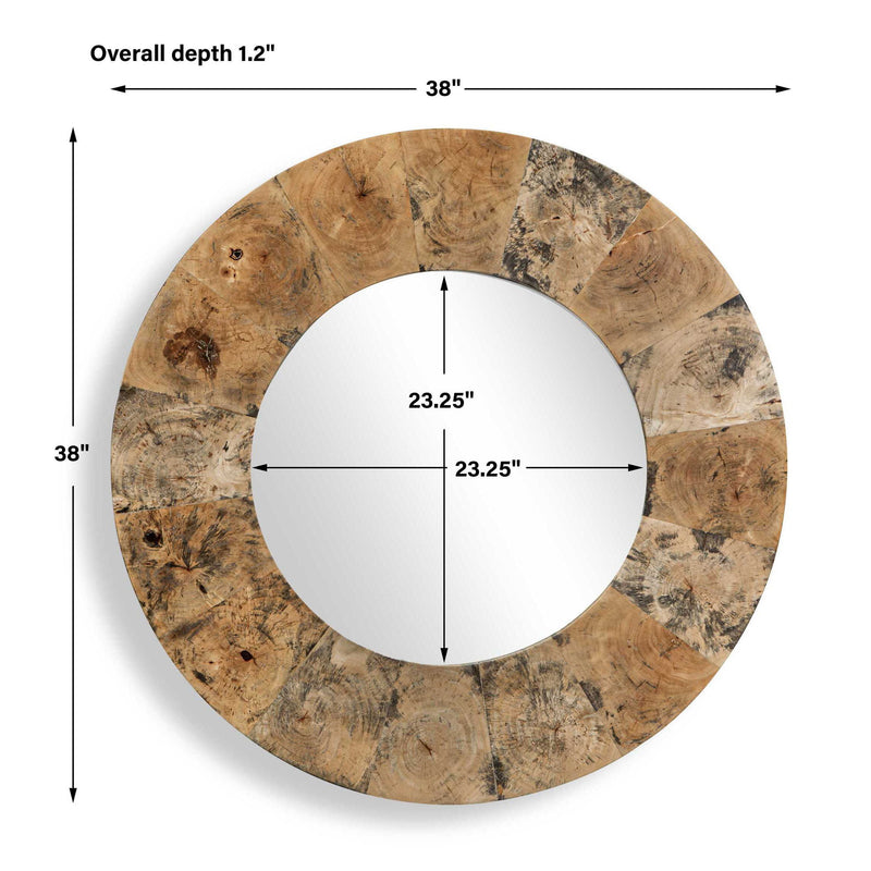 Hiram - Round Wood Mirror - Woodtone