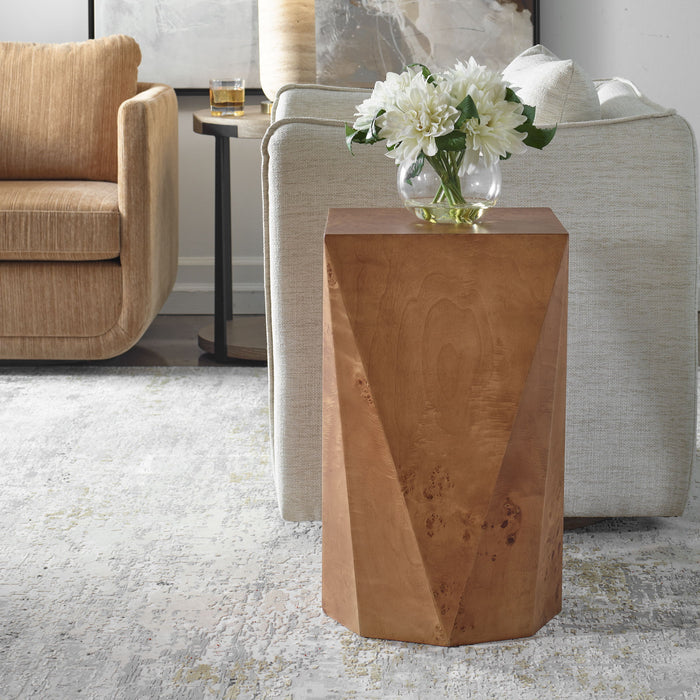 Hughes - Geometric Accent Table - Dark Brown
