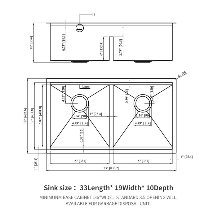 Stainless Steel Undermount Kitchen Sink With Double Bowl