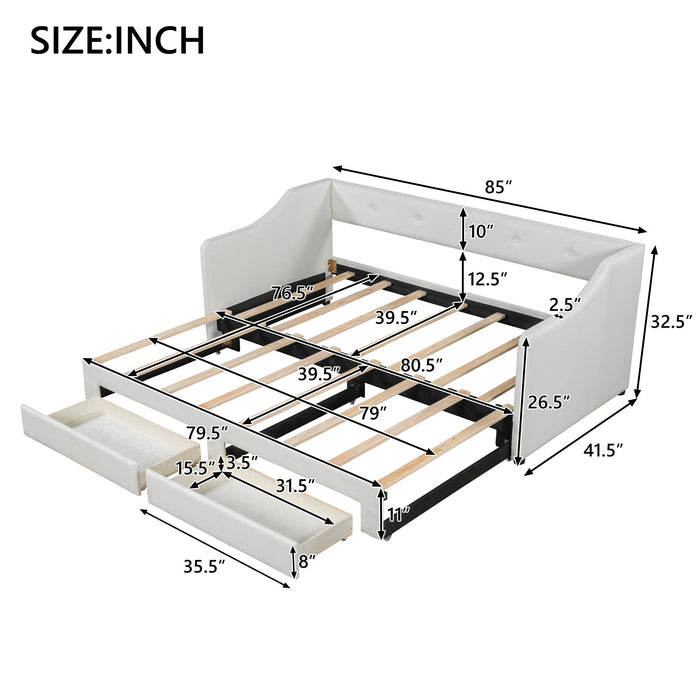 Upholstered Daybed With 2 Drawers
