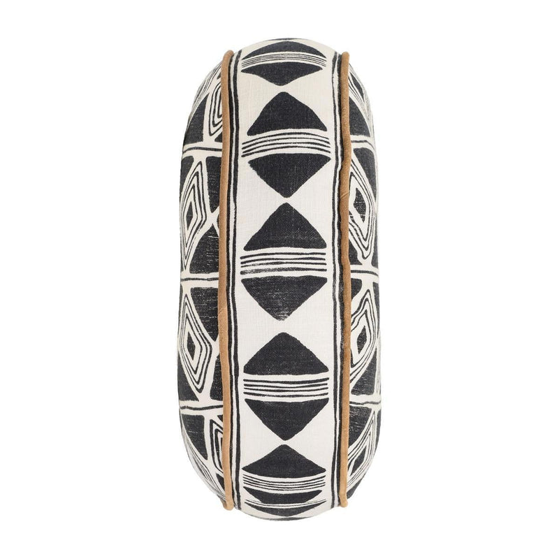 Nubia - 18" Round Pillow - Black / White