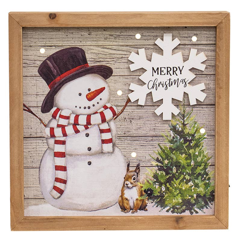 Snowman Box Sign w/ LED Lights 3 Asstd