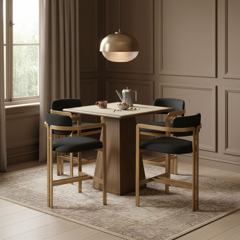 Aurum - Vegan Leather Upholstered Counter Stool With Brushed Brass Base