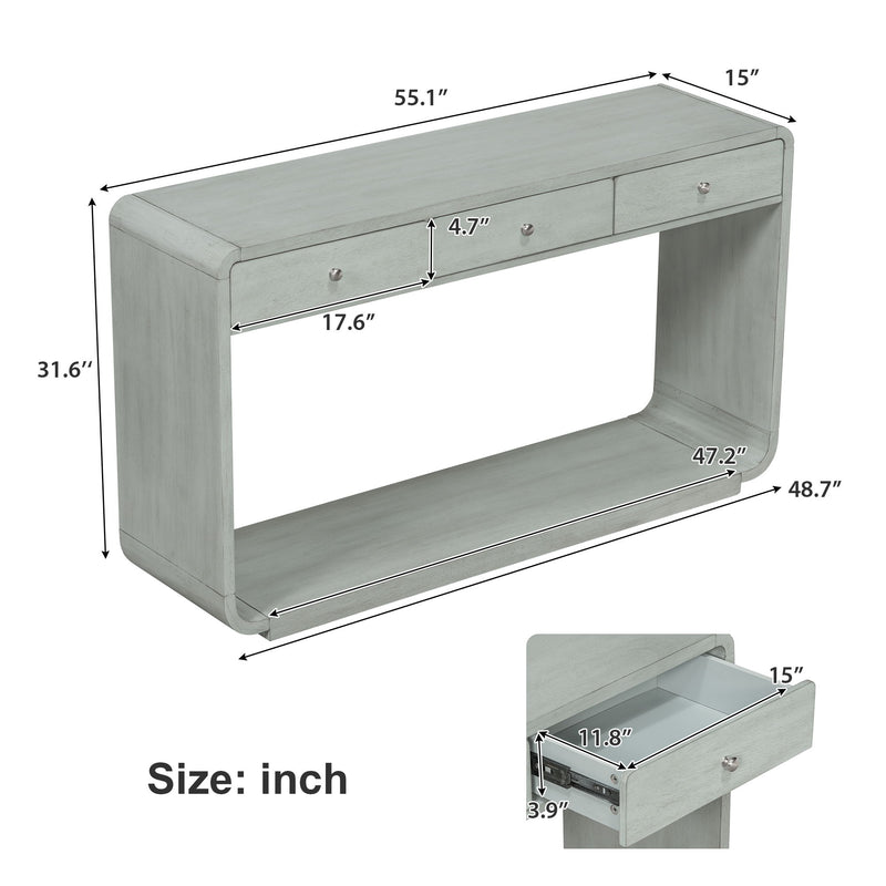 onsole Table With 3 Drawers And Display Shelf