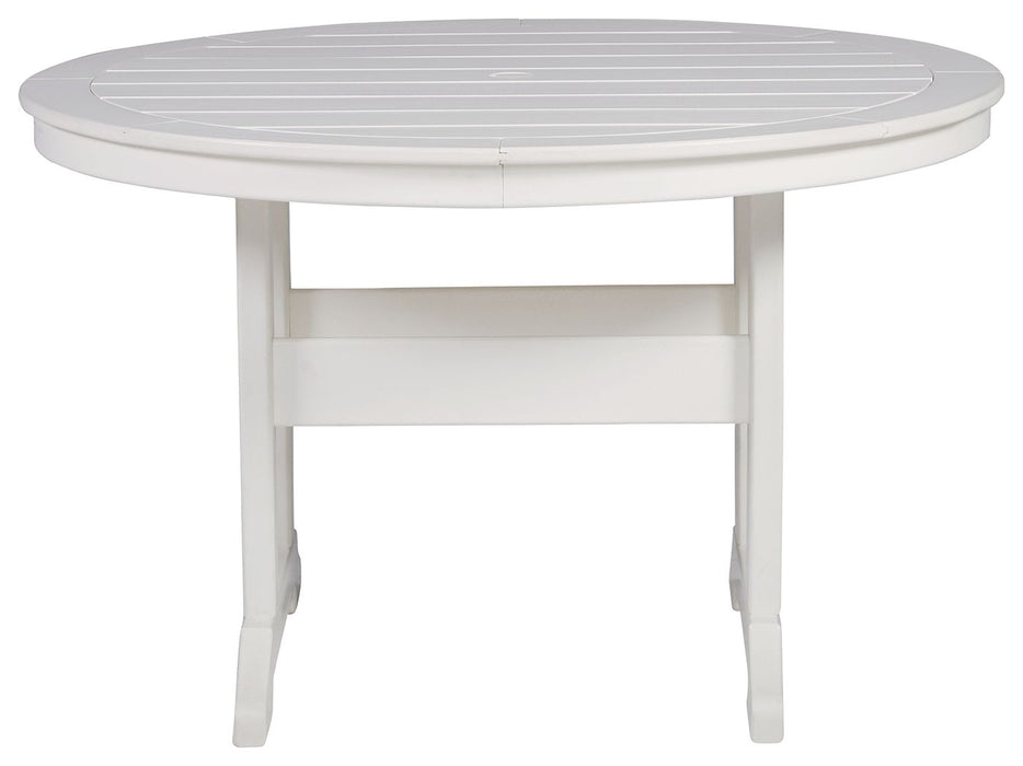 Crescent Luxe - White - Round Dining Table W/Umb Opt