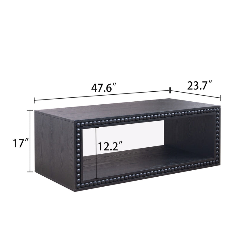 Beaded Edge Coffee Table With Open Storage Shelf