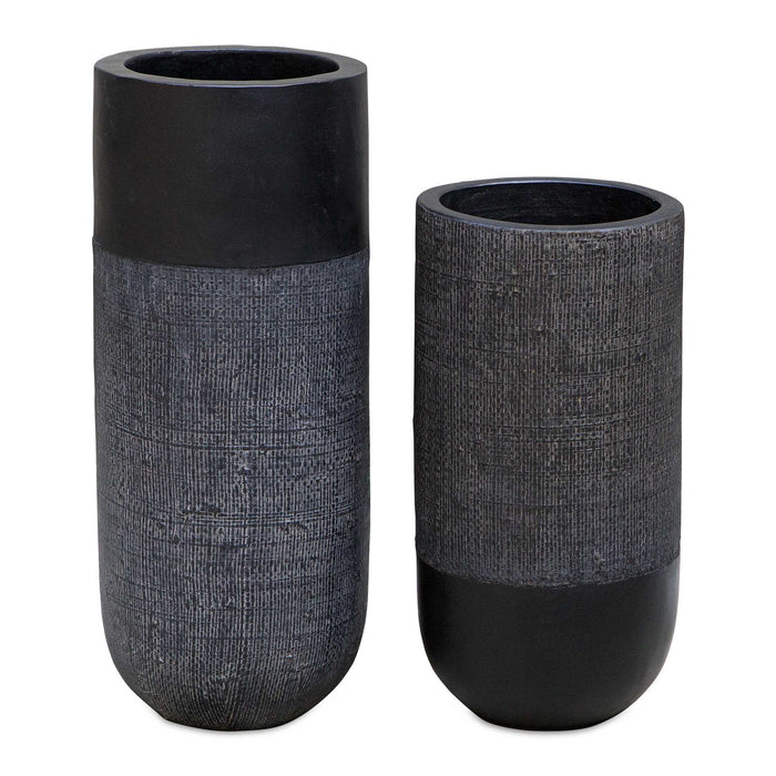 Woven - Shadow Vases (Set of 2) - Black