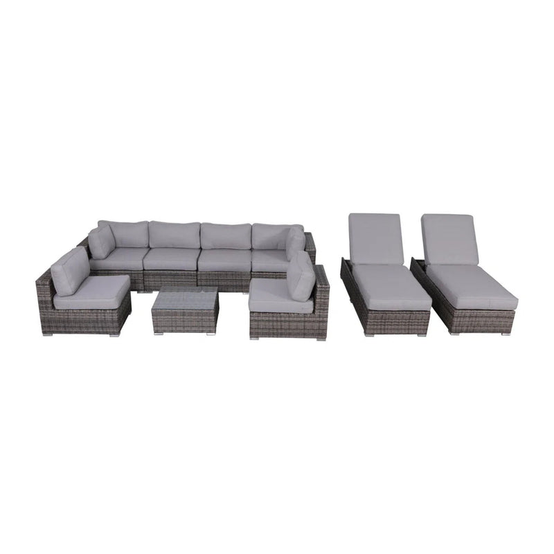 Seating Set With Cushions Handcrafted Wicker Design