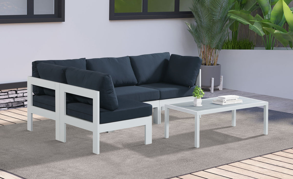 Nizuc - Outdoor Patio 4 Piece Modular Sectional With White Frame