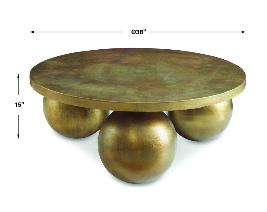 Triplet - Antique Brass Coffee Table - Gold
