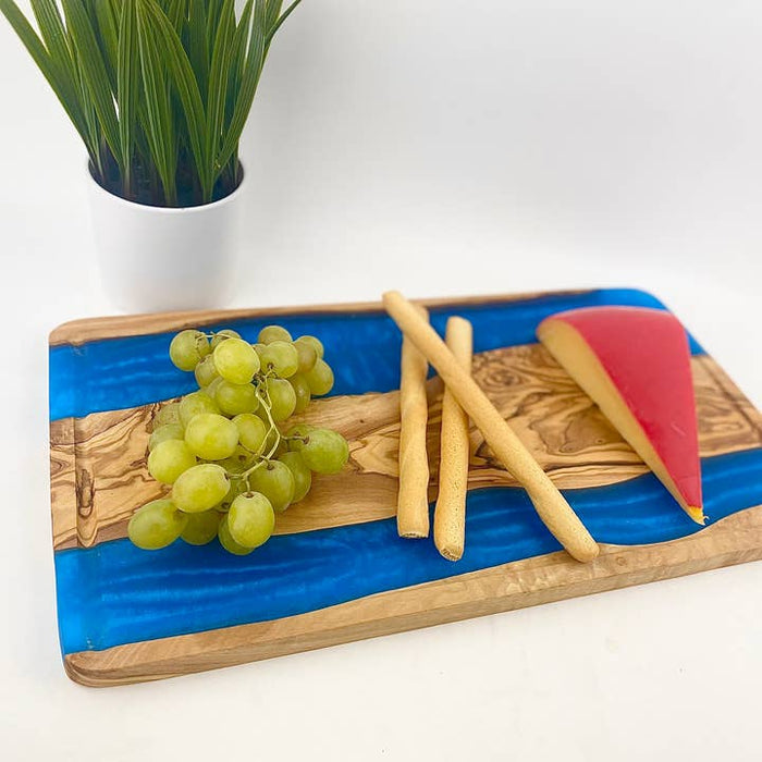 Olive Wood Resin Serving Board | Blue