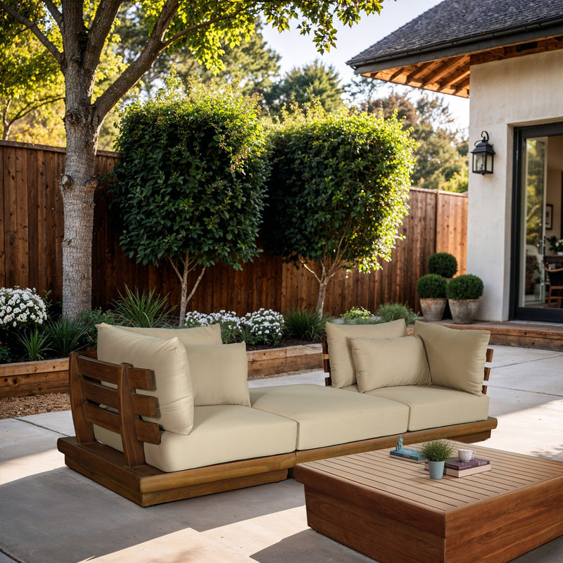 Mirella - 3 Piece Water Resistant Fabric Upholstered Outdoor Patio Modular Sofa