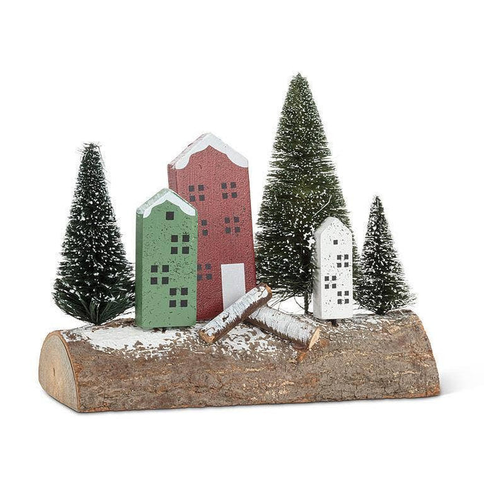 House & Tree Scene on Log