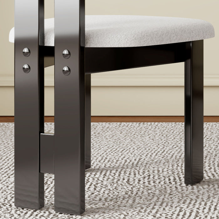 Modern Dining Chairs, Vertical Backrest Kitchen Chairs For Dining Room (Set of 2) - White