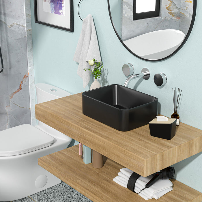 Sleek Ceramic Rectangular Vessel Bathroom Sink
