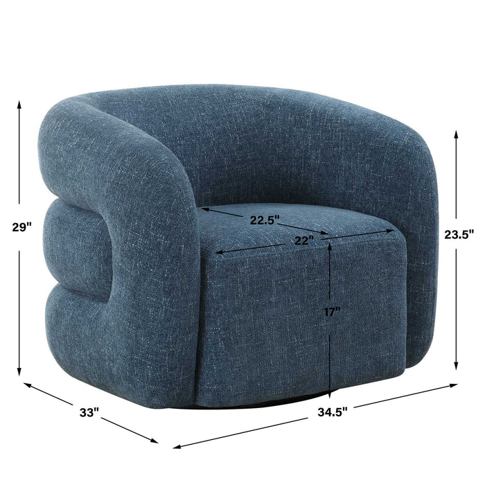 Junie - Swivel Barrel Chair - Blue
