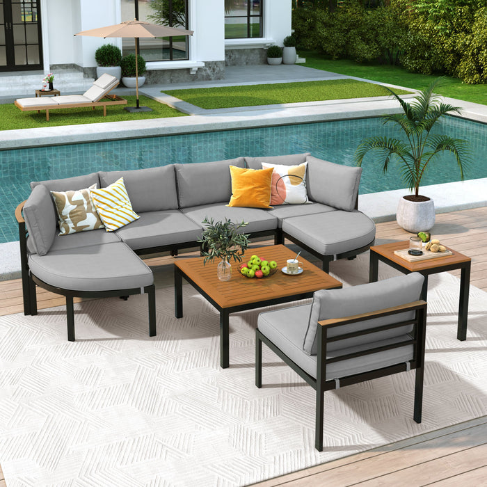 Outdoor Sectional Sofa Set Patio Seating Group With Cushions