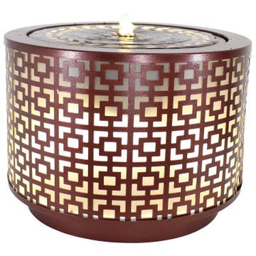 Repeating Squares Cylinder Iron Water Fountain with Lights