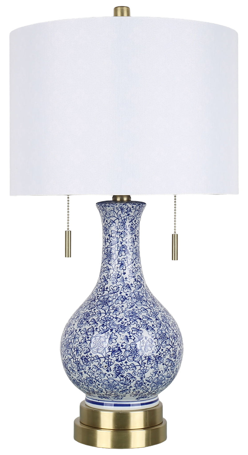 Cobalt Garden - 25 X 14 - Ceramic Table Lamp (Set of 2) - Cobalt Blue Floral Chinoiserie