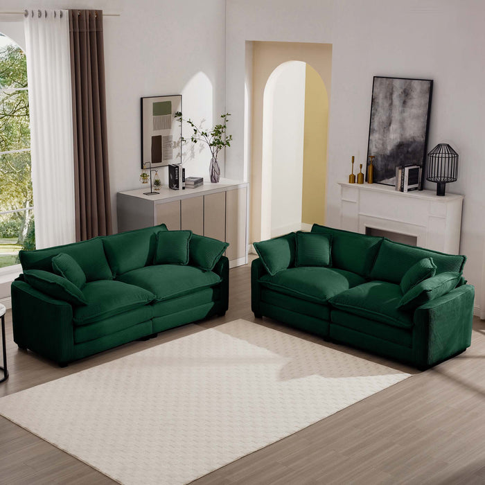 Elegant Corduroy Oversized Sectional Sofa Set With Deep Seats And Flexible Layout