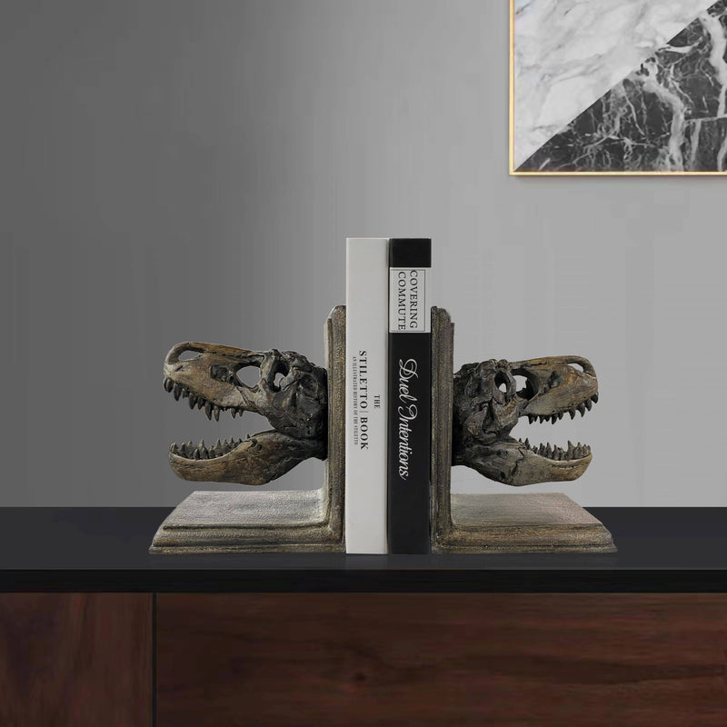 Resin Dinosaur Head Bookend,11x3.5x6.5"