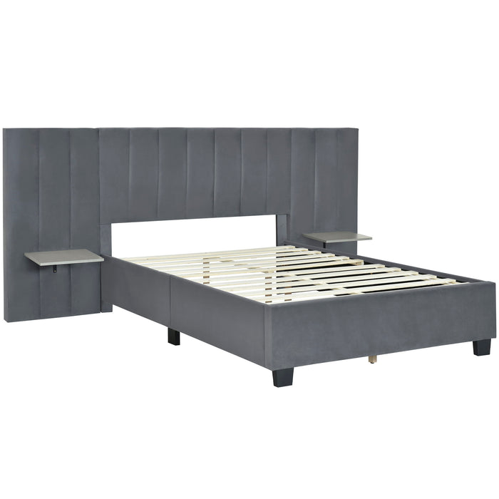 Upholstered Platform Bed With Big Headboard