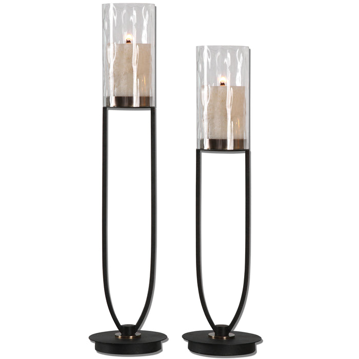 Durga - Iron Work Candleholders (Set of 2) - Black