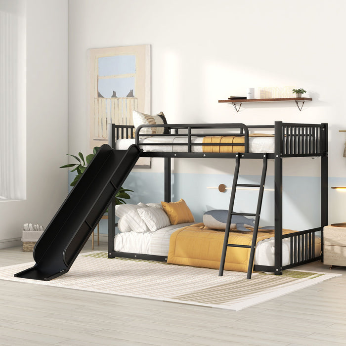 Metal Bunk Bed With Slide, Durable Steel Frame