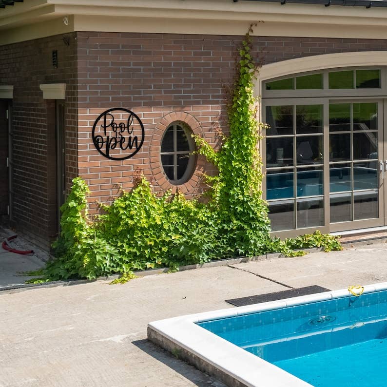 Pool Metal Sign, Poolside Sign, Backyard Metal Sign, Metal Sign for Outdoors, Porch Metal Sign, Pool Sign for Yards, Metal Pool Decor