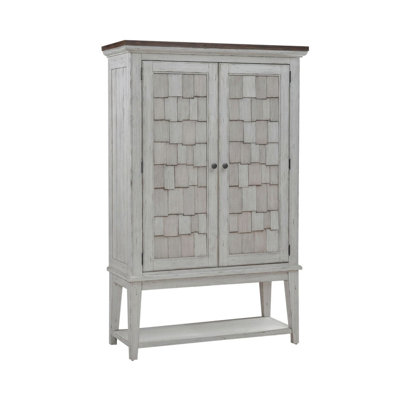 River Place - Bar Cabinet - Riverstone White & Tobacco