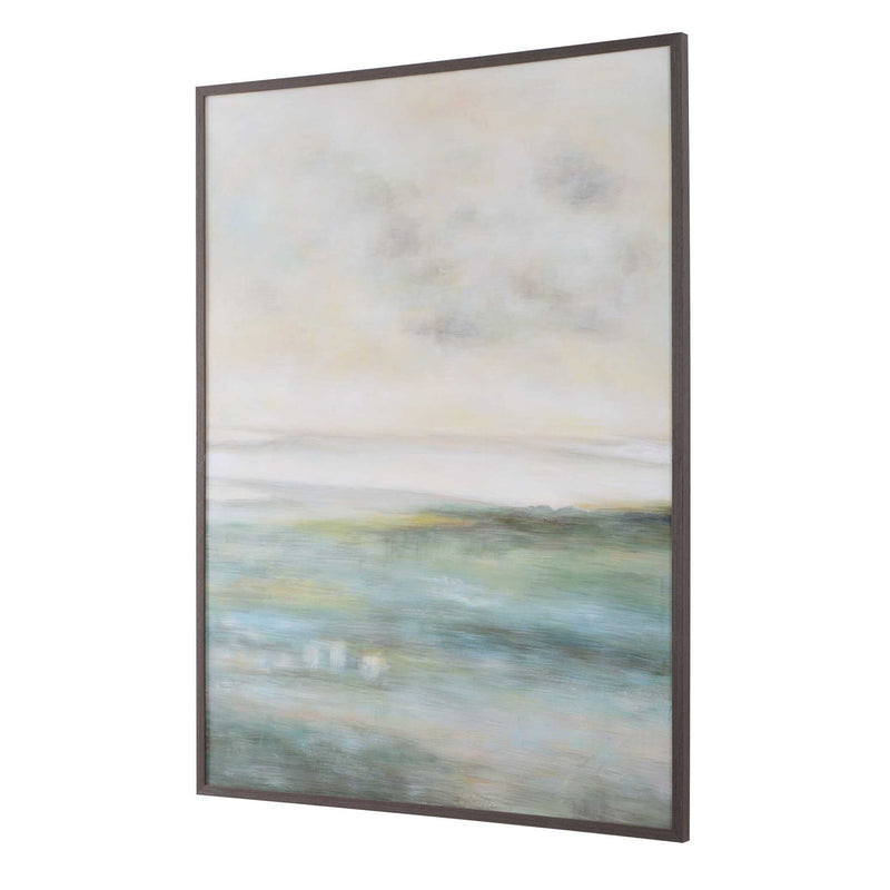 Awakening - Hand Painted Landscape Art - Blue / Brown / Green / White / Yellow