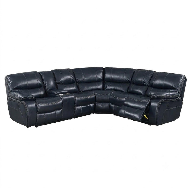 Power Motion Reclining Sectional Sofa With Console Cup Holders And USB Charging Port - Blue