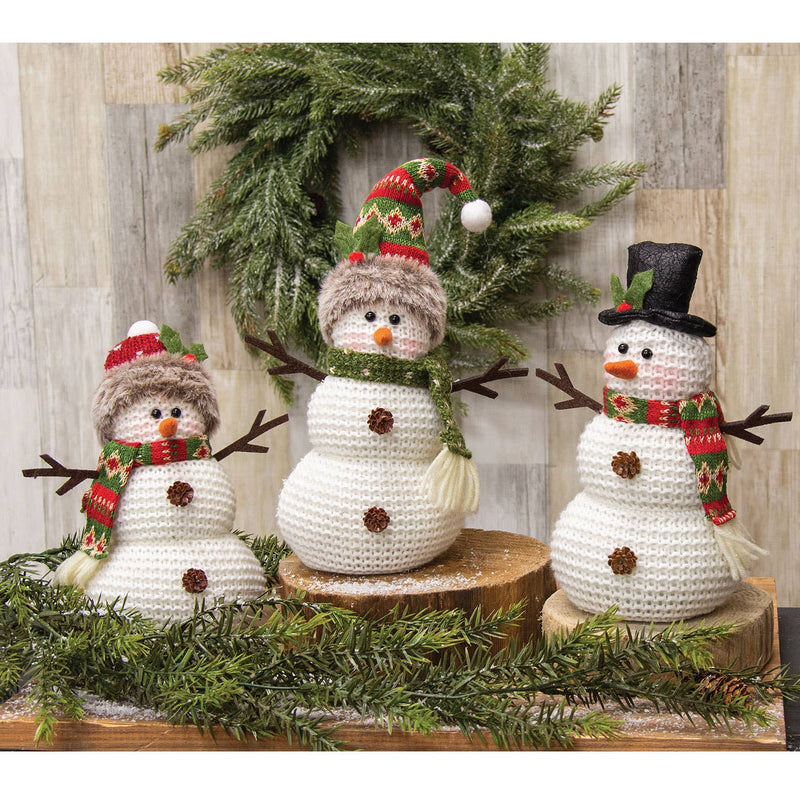 Green Nordic Knit Snowman Sitter, 3 Asstd.