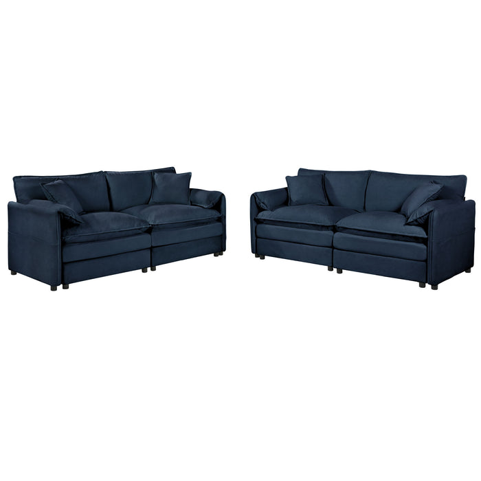 Modern Chenille Oversized Deep Seat Luxury 2 Piece Sofa Set With 4 Pillows