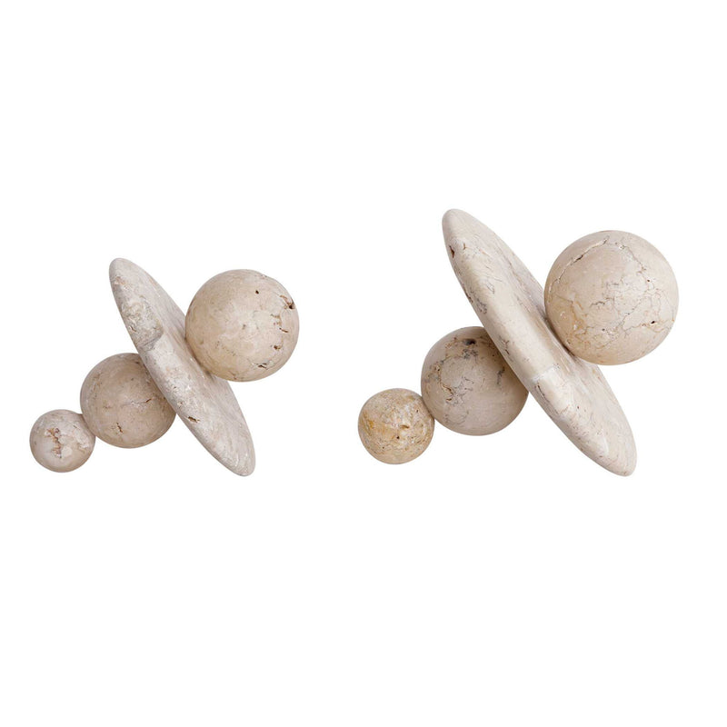 Quarried Stone - Indoor-Outdoor Sculptures (Set of 2) - White / Yellow
