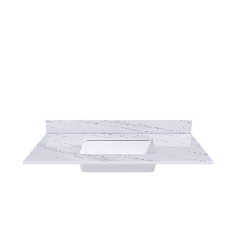 Bianco Carrara Venato Elegant Marble Vanity Top, Bathroom Vanity With Undermount Sink, Sintered Stone