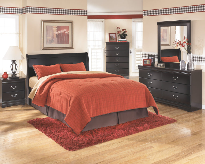 Huey - Black - Queen Sleigh Headboard