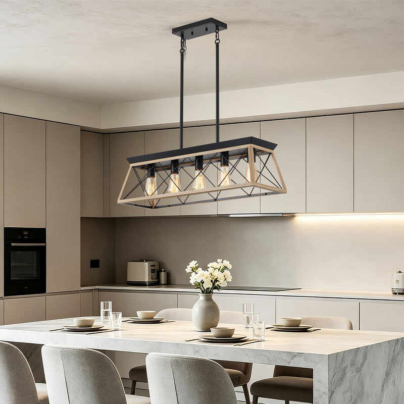 Chandelier Pendant Light For Dining Room Kitchen, 5 Light Fixture With Adjustable Height