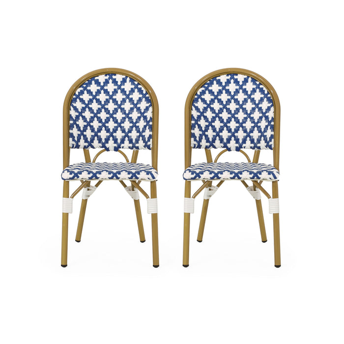 Chic French Bistro Chair With Durable Rattan And Aluminum Frame