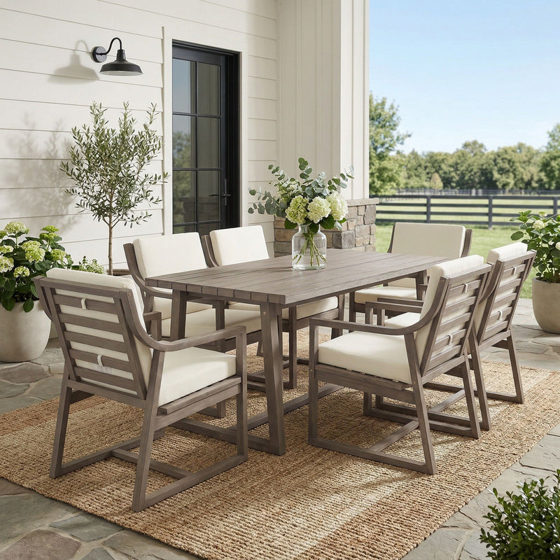7 Piece Modern Outdoor Dining Set, Patio Furniture