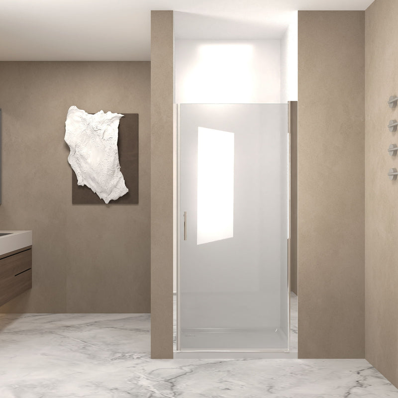 Shower Door, Tempered Glass With Explosion Proof Film, Half Frame Design - Chrome