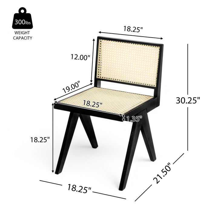 Chandigarh Dining Room Chairs With Natural Rattan (Set of 2)