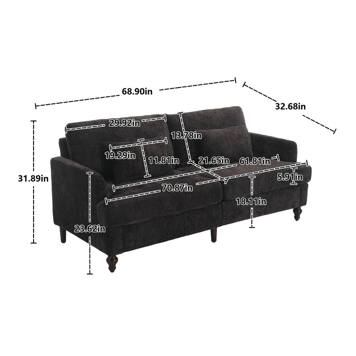 Mid Century Modern Chenille Fabric Loveseat Sofa, 2 Seat Upholstered Couch