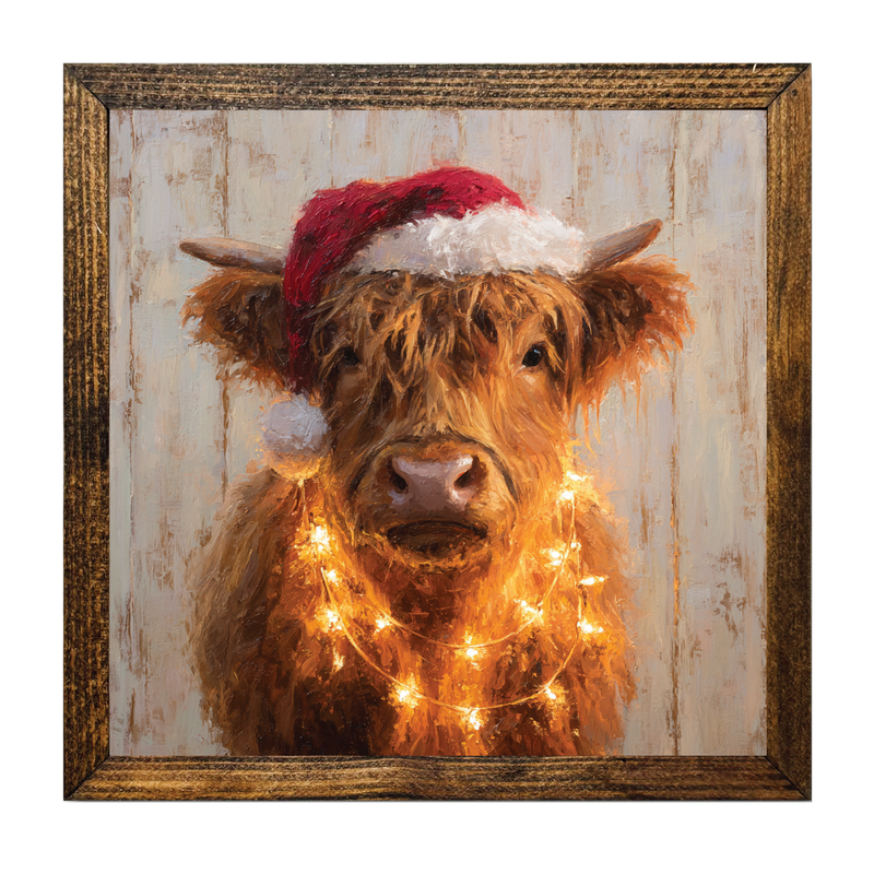 TIMBERLAND FRAME CHRISTMAS HIGHLAND COVERED IN LIGHTS 1