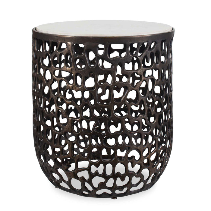 Sabena - Marble Outdoor Side Table - Black / White
