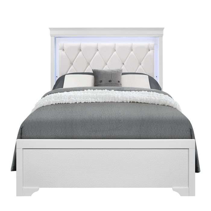 Shaker - Bed With LED Lighting And Crystal Inspired Tufted Headboard