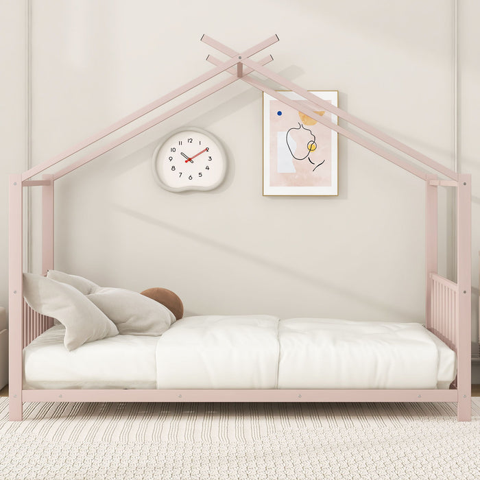 Metal House Platform Bed With Modern Design And Durable Frame